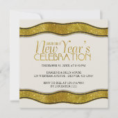 Uitnodiging Golden Ribbon New Years (Voorkant)