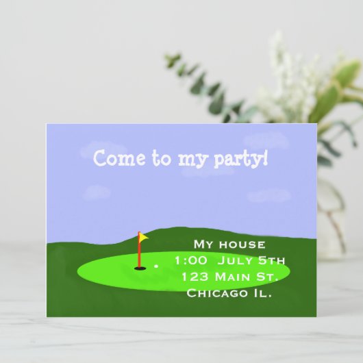 Uitnodiging Golf Course Party (Staand voorkant)