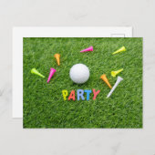 Uitnodiging Golf Party met golfbal en groen t-shir (Voorkant / Achterkant)