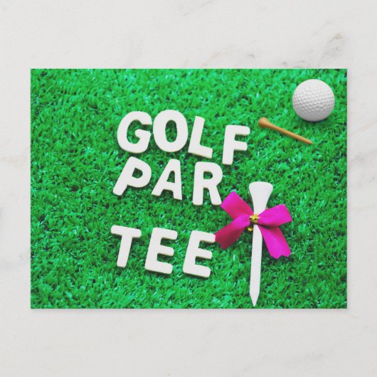 Uitnodiging Golf Party Par T-shirt om groen gras t (Voorkant)