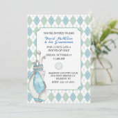 Uitnodiging Golf Party van Argyle Pattern Groom te (Staand voorkant)