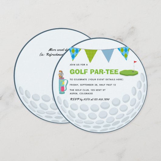 Uitnodiging Golf Thgerespecteerde Party (Voorkant / Achterkant)