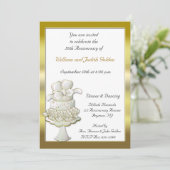 Uitnodiging gouden cake (Staand voorkant)