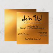 Uitnodiging 'Gouden Gloed' 13,5 cm (Voorkant / Achterkant)