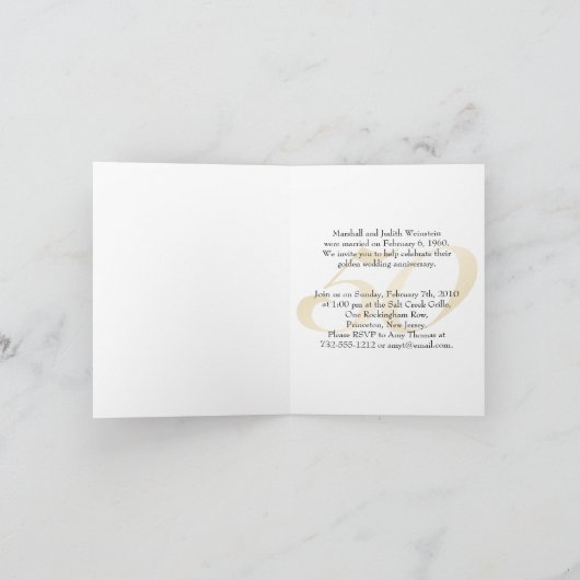 Uitnodiging gouden huwelijksjubileum verleden en h (Binnen)