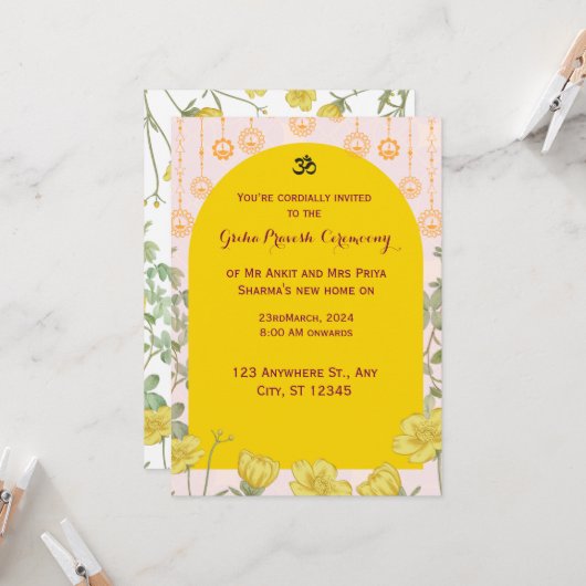 Uitnodiging GrihaPravesh (Voorkant / Achterkant in situ)