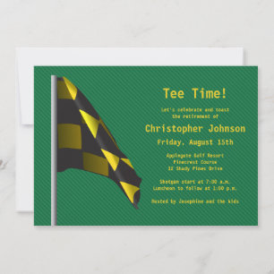 Uitnodiging Groen Gold Golf Flag Retirement Party