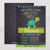 Uitnodiging (groen) voor vogelschildpad (Voorkant / Achterkant)