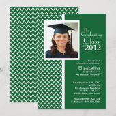Uitnodiging groene Chevron Fotograduatiepartij (Voorkant / Achterkant)
