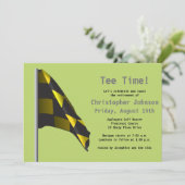Uitnodiging Groene Gele Golf Flag Retirement Party (Staand voorkant)
