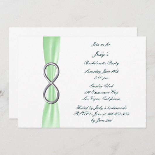 Uitnodiging Groene Infinity Bachelorette Party (Voorkant / Achterkant)