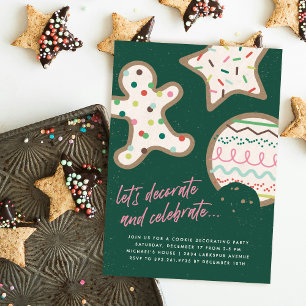 Uitnodiging Groene Kerstkrans Koekjes Versieren Fe