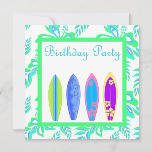 UITNODIGING GROENE WIPEPARTY surfplank (Voorkant)