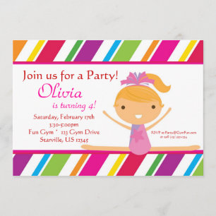 Uitnodiging Gymnast Birthday striped