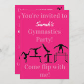 Uitnodiging Gymnastiek Birthday (Voorkant / Achterkant)