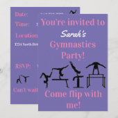 Uitnodiging Gymnastiek Birthday (Voorkant / Achterkant)