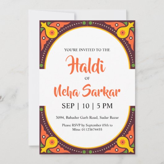 uitnodiging haldi ceremonie (Voorkant)