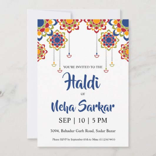 uitnodiging haldi ceremonie (Voorkant)