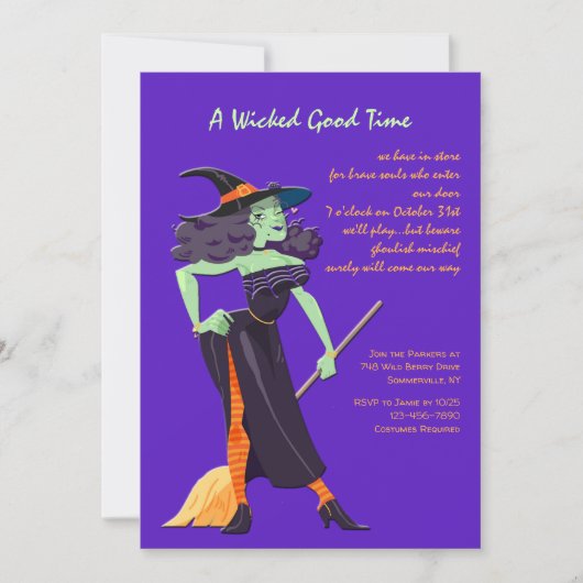 Uitnodiging Halloween Dame (Voorkant)