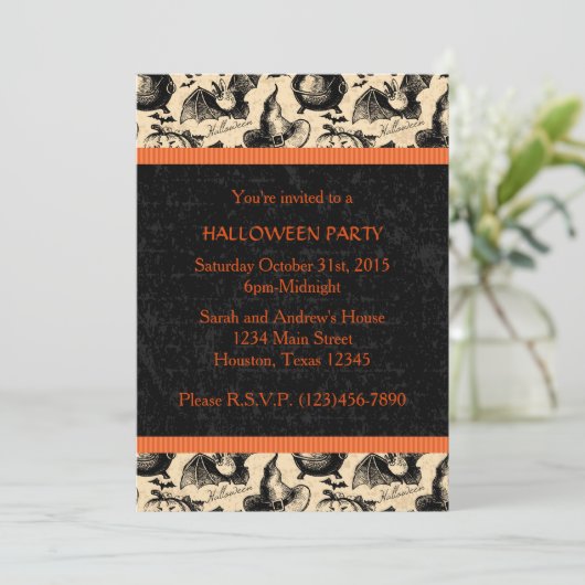 Uitnodiging Halloween-heks-partij (Staand voorkant)