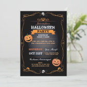 Uitnodiging Halloweenfeest Pompoenen Griezelfeest (Staand voorkant)