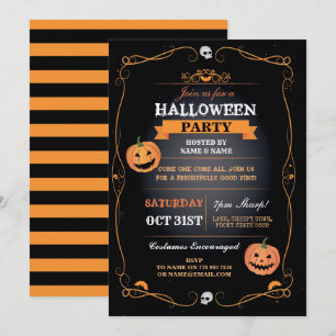 Uitnodiging Halloweenfeest Pompoenen Griezelfeest