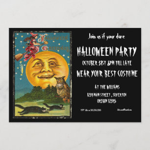 Uitnodiging Halloweenfeest Vintage Heks