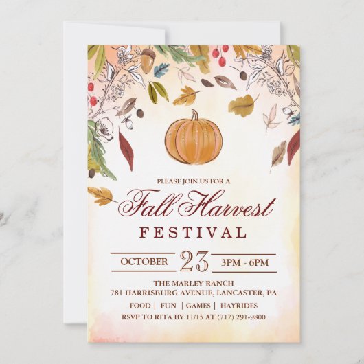 Uitnodiging herfst herfst Harvest Festival (Voorkant)