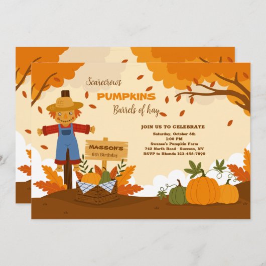 Uitnodiging herfst pompoenen plukken (Voorkant / Achterkant)