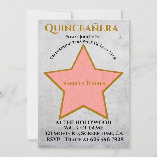 Uitnodiging Hollywood Ster (Voorkant)
