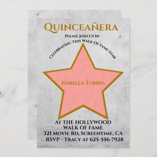 Uitnodiging Hollywood Ster (Voorkant / Achterkant)