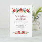 Uitnodiging Hongaarse ontwerpagenda Rode Bloemen (Staand voorkant)