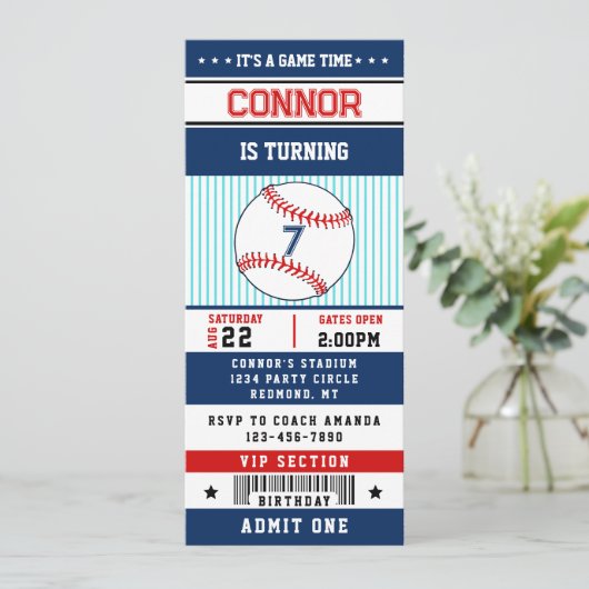 Uitnodiging honkbalticket (Staand voorkant)