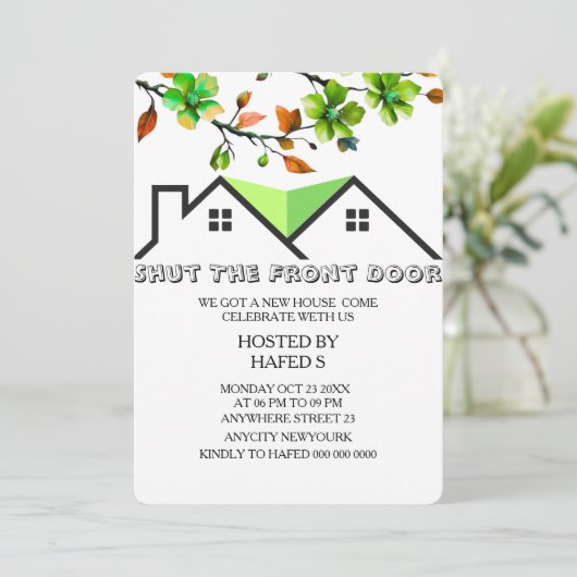 Uitnodiging Huisverwarming Uitnodiging H (Staand voorkant)