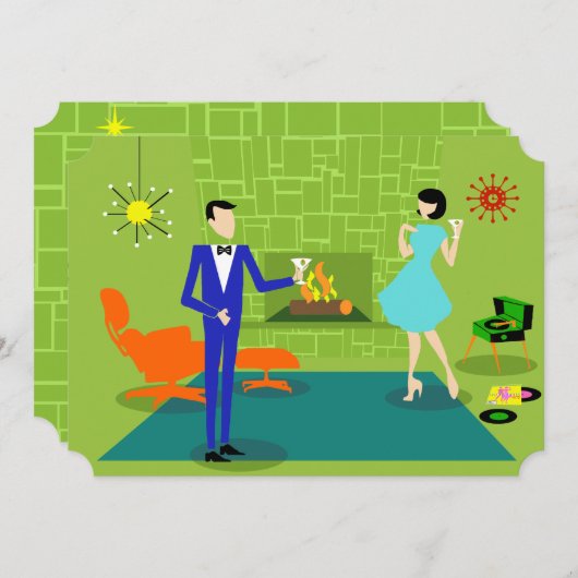 uitnodiging in de middeleeuwen Moderne Paar (Voorkant / Achterkant)