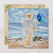 "Uitnodiging in een Fles" - Stranduitnodiging - SR Kaart (Voorkant / Achterkant)