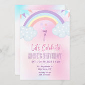 Uitnodiging in pastel regenboog (Voorkant / Achterkant)