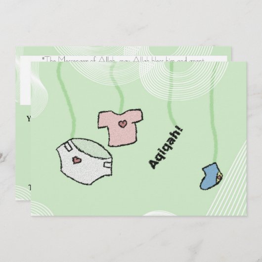 Uitnodiging islamitische Aqiqa - viering van de ba (Voorkant / Achterkant)