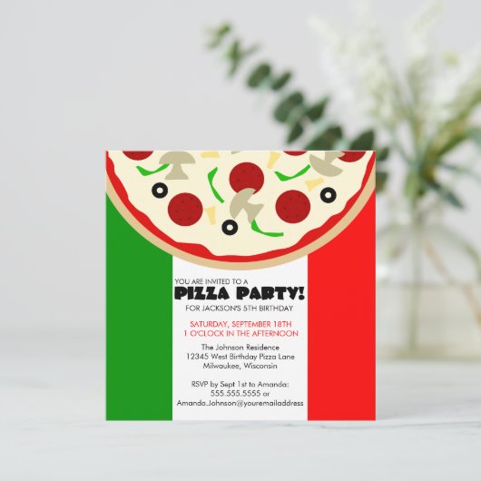 Uitnodiging Italiaanse Pizza Party (Staand voorkant)
