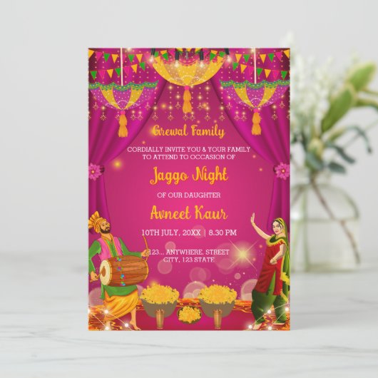 Uitnodiging Jaggo avond, Uitnodigingskaart Jaggo c (Staand voorkant)