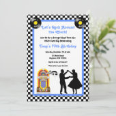 Uitnodiging jaren 50, Sock Hop, Rock and Roll, 50s (Staand voorkant)