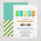 Uitnodiging jongen ijslolly ijs thema (Voorkant / Achterkant)