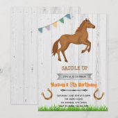 Uitnodiging jongen paard thema feest (Voorkant / Achterkant)