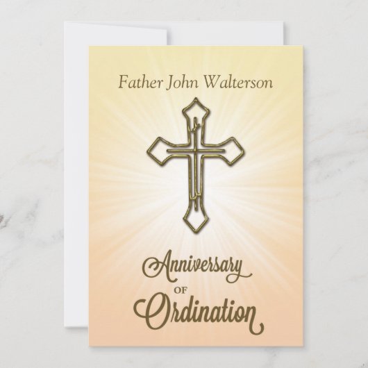 Uitnodiging, Jubileum van Ordinatie, Kruis op S Kaart (Voorkant)