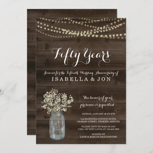 Uitnodiging jubileumfeest | Rustische Babysem (Voorkant / Achterkant)