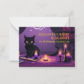 Uitnodiging Kaart met Halloween kattenillustratie (Voorkant)