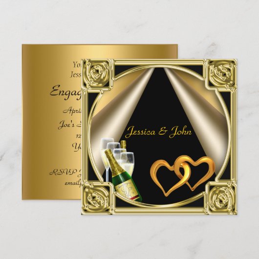 Uitnodiging Kaart van de Engagement Party (Voorkant / Achterkant)