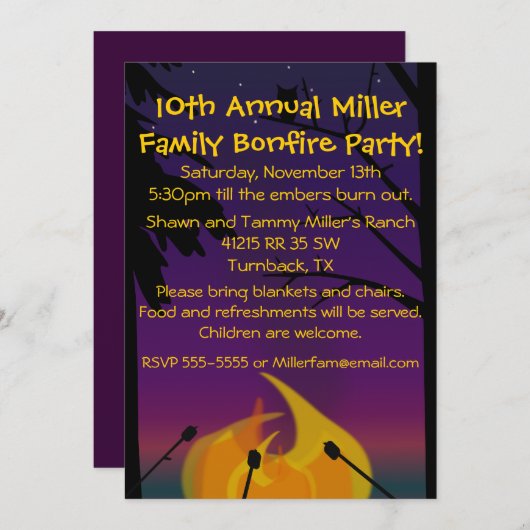 Uitnodiging kampeerpartij (Voorkant / Achterkant)