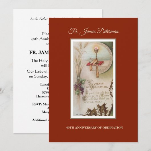 Uitnodiging katholieke priesterbevel Jubileum (Voorkant / Achterkant)