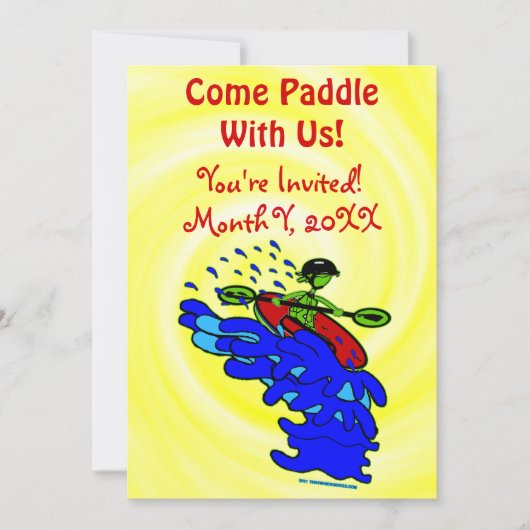 Uitnodiging Kayak Paddle Fun Party (Voorkant)